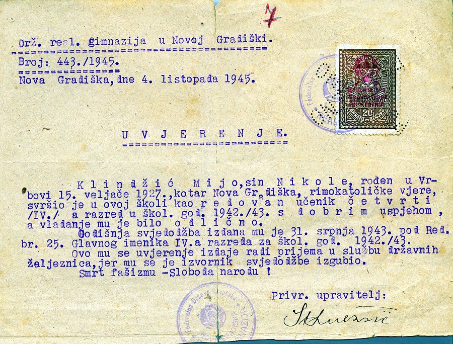 Mijo Klindžič, Ocjena, Nova Gradiiška