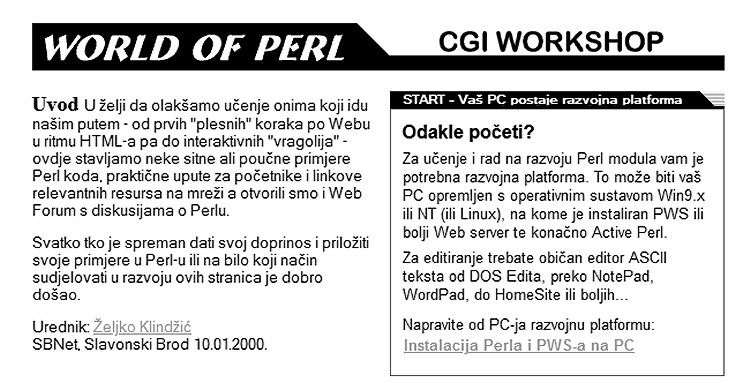 WORLD OF PERL - CGI WORKSHOP