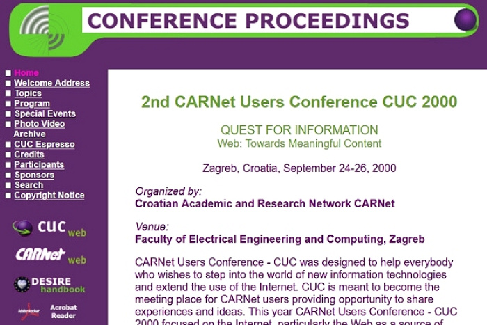 2rd CARNet Users Conference  CUC 2000